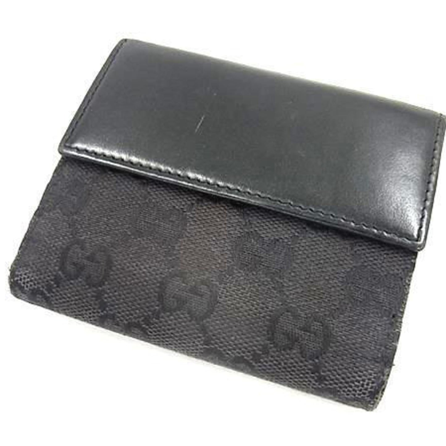 Gucci Black Gg Canvas Leather Wallet (Bi-Fold) ( )