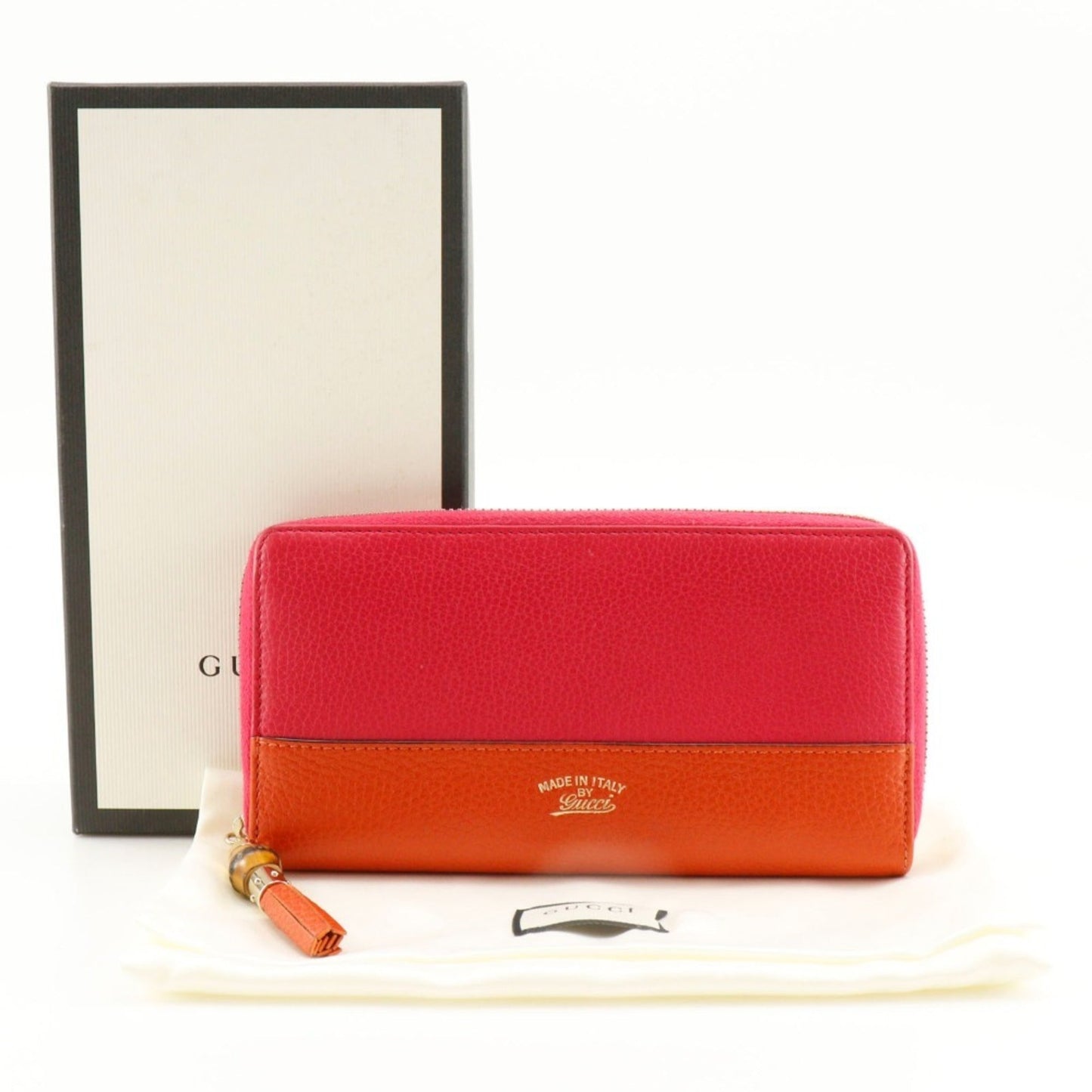 Gucci Orange Pink Leather Long Wallet (Bi-Fold) ( )