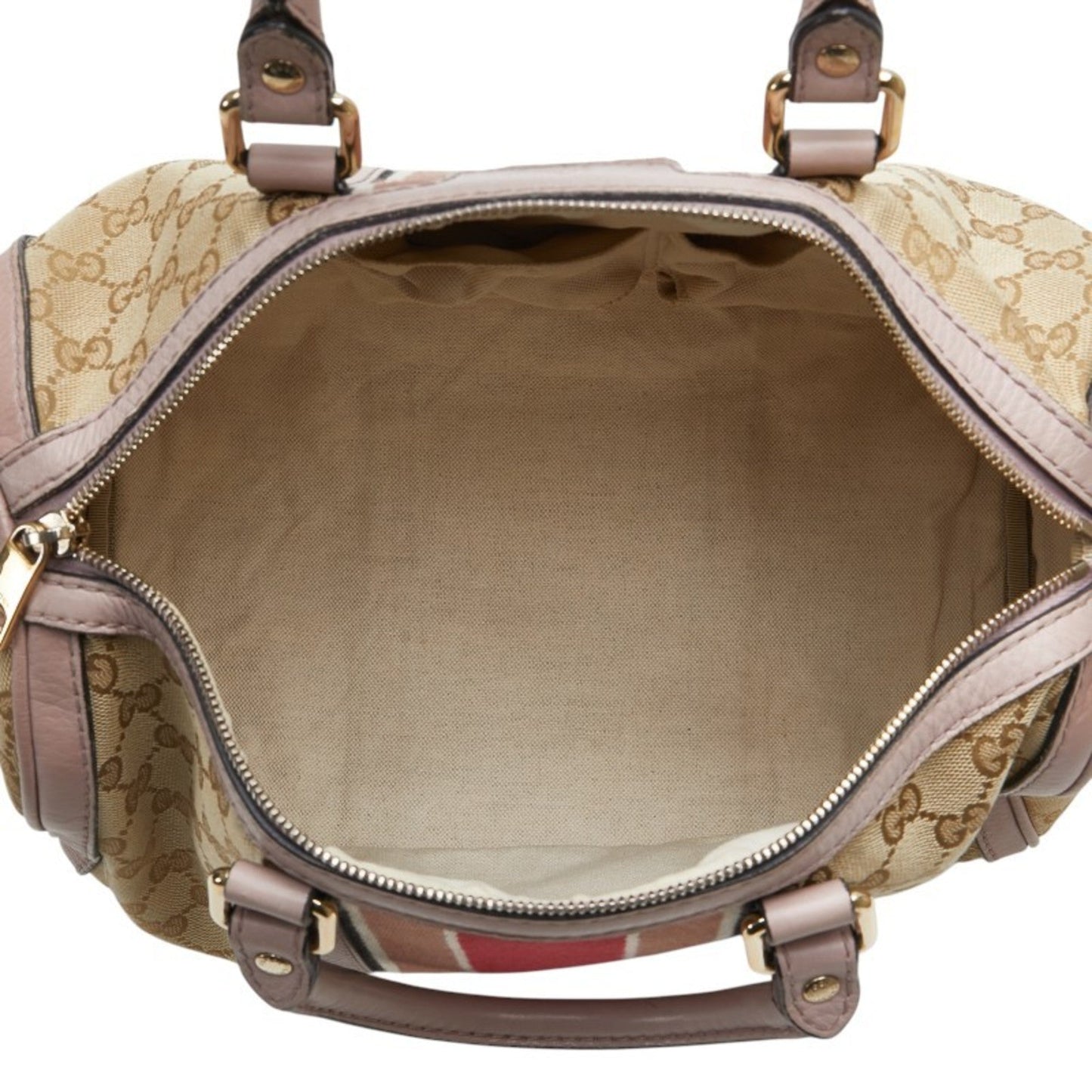 Gucci Beige Pink Canvas Leather Handbag Shoulder Bag ( )