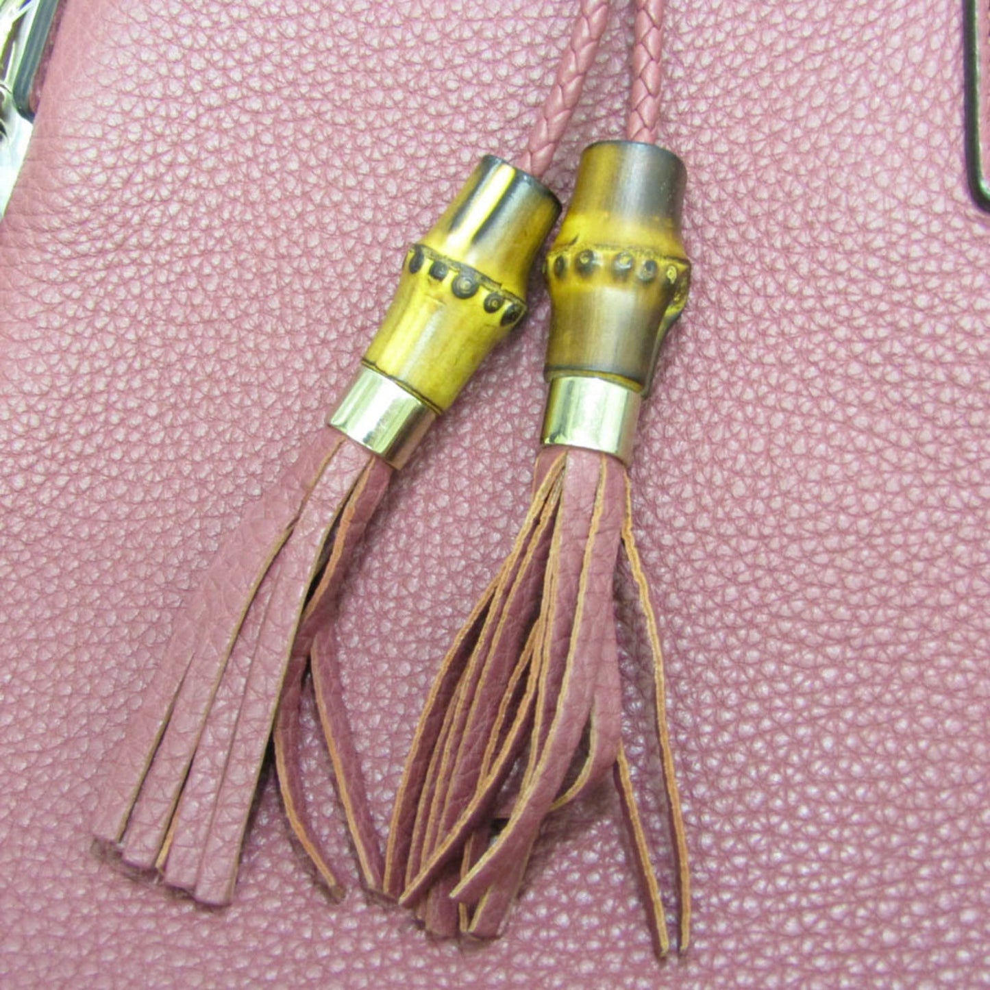 Gucci Bamboo Pink Red Leather Bamboo Handbag Shoulder Bag ( )