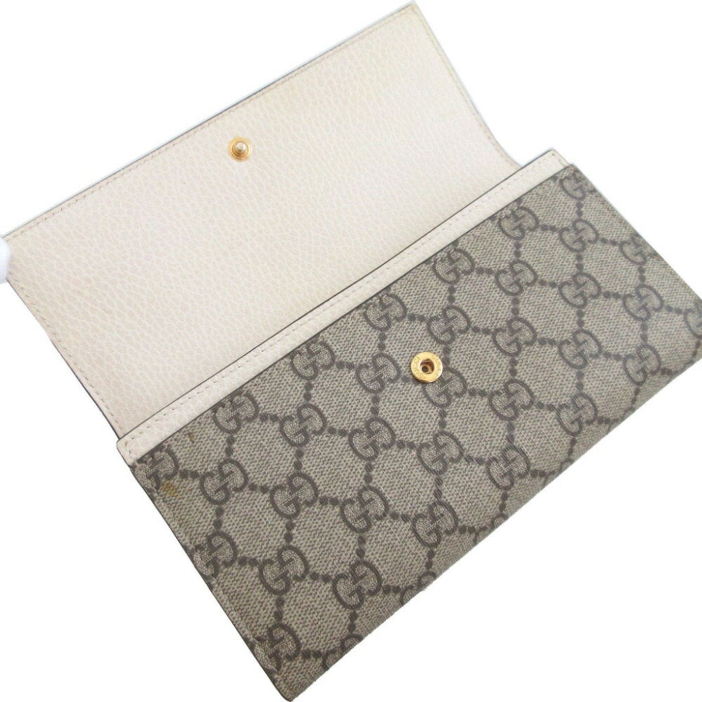 Gucci Beige Ivory Gg Canvas Leather Long Wallet (Bi-Fold) ( )