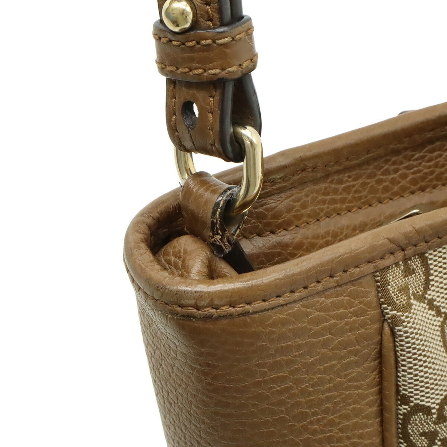 Gucci Beige Beige Brown Brown Gg Canvas Leather Handbag Shoulder Bag ( )