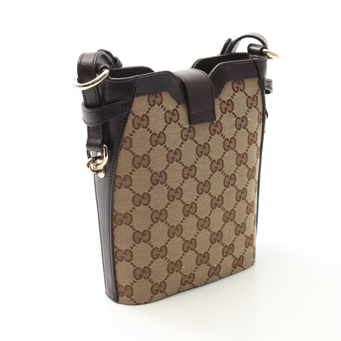 Gucci Beige Brown Canvas Leather Shoulder Bag ( )