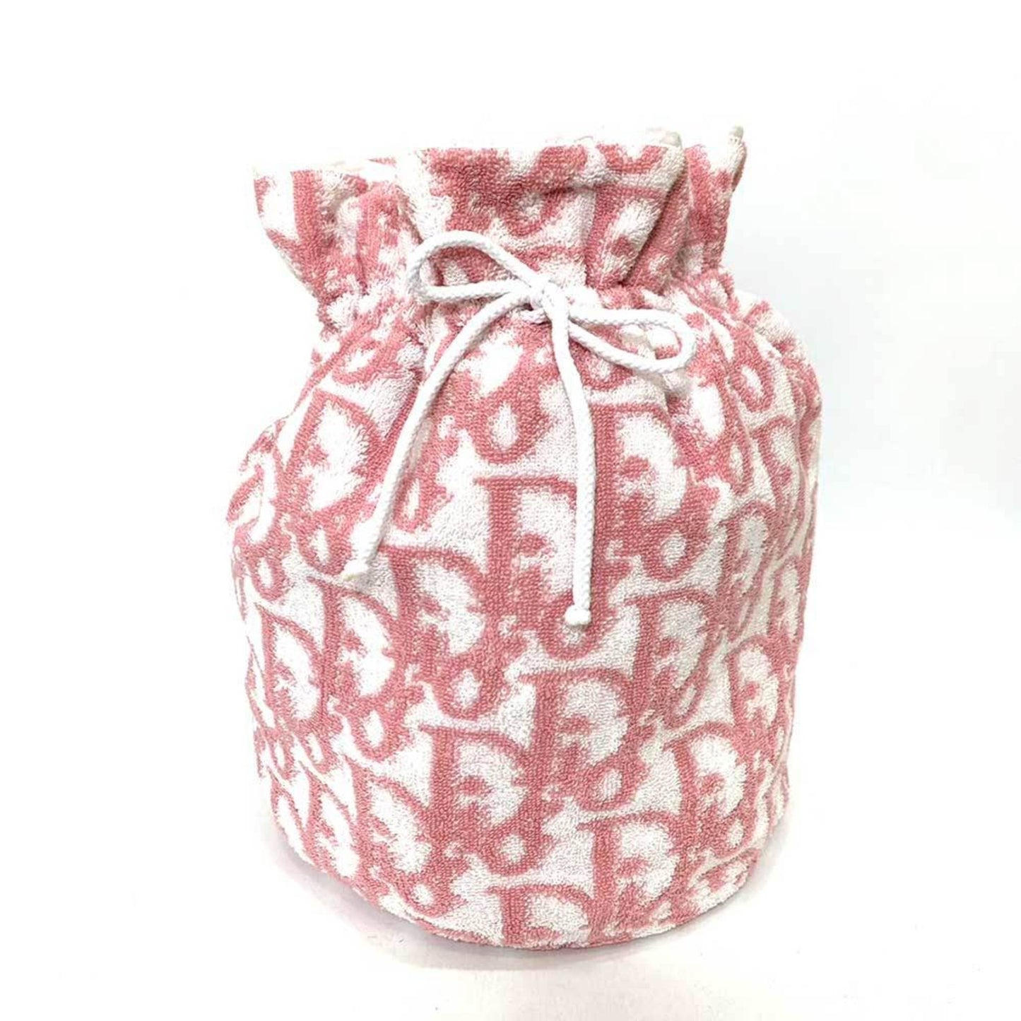 CHRISTIAN DIOR Bag Type Pouch in Pink x White Trotter Ladies Pile Towel Canvas ChristianDior