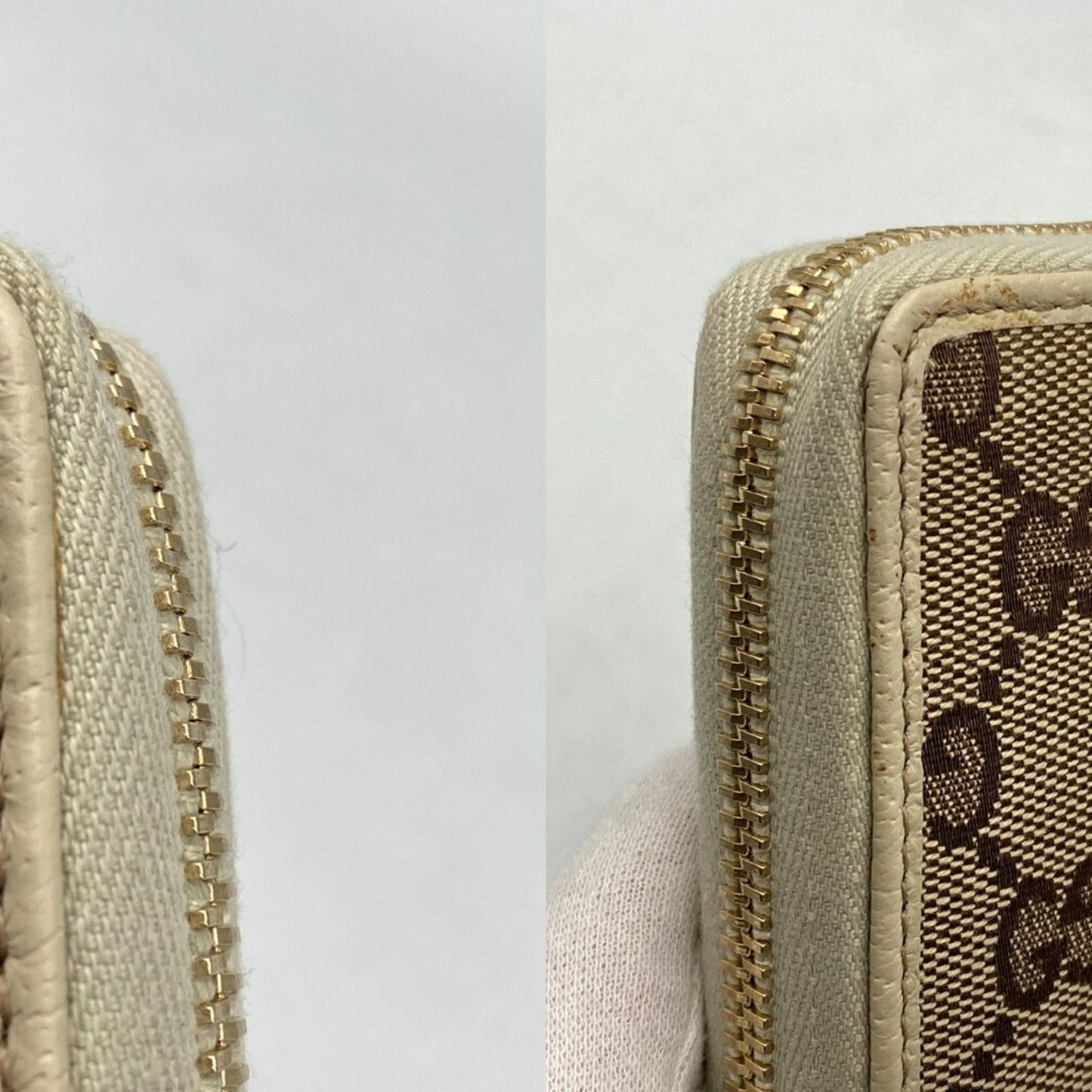 Gucci Beige Canvas Leather Long Wallet (Bi-Fold) ( )