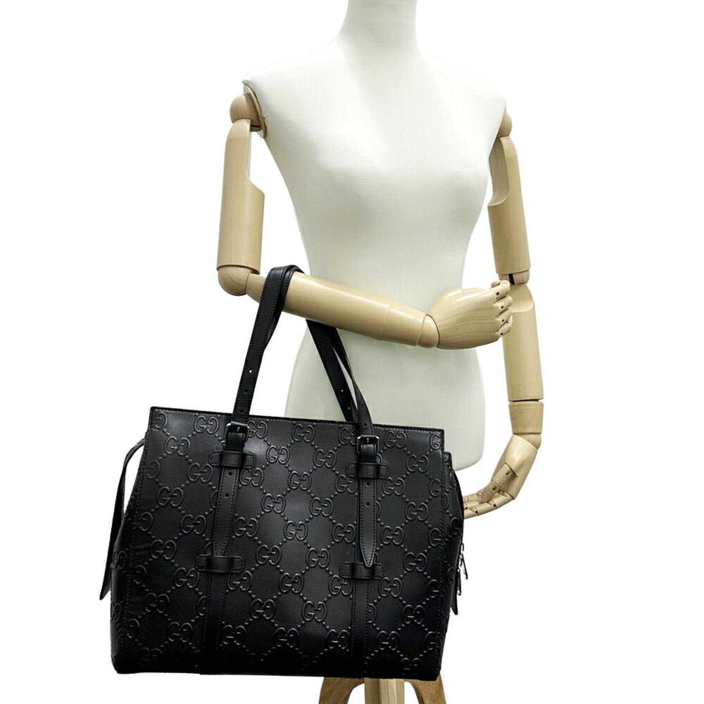 Gucci Black Leather Tote Bag ( )