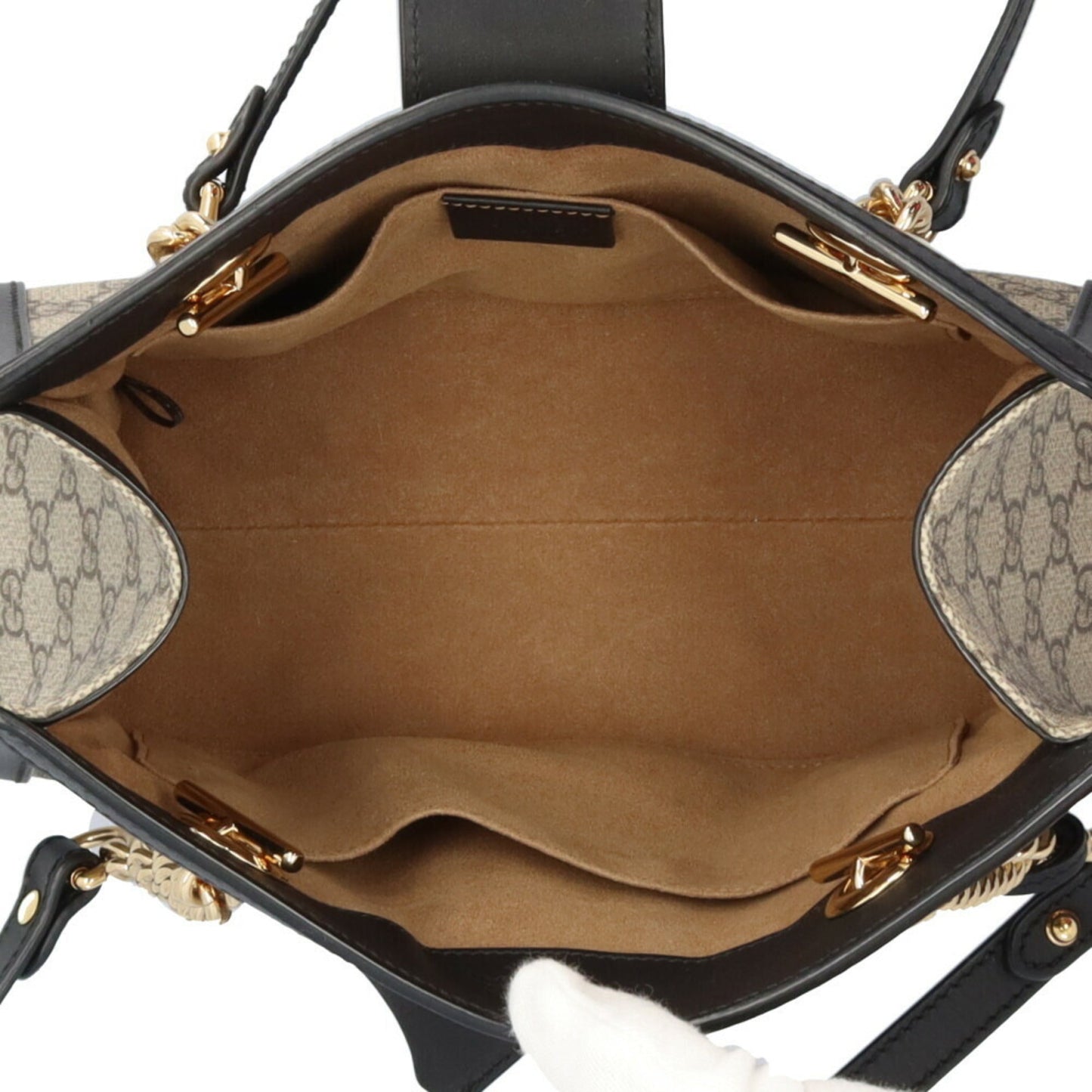 Gucci Beige Black Gg Supreme Shoulder Bag Tote Bag ( )