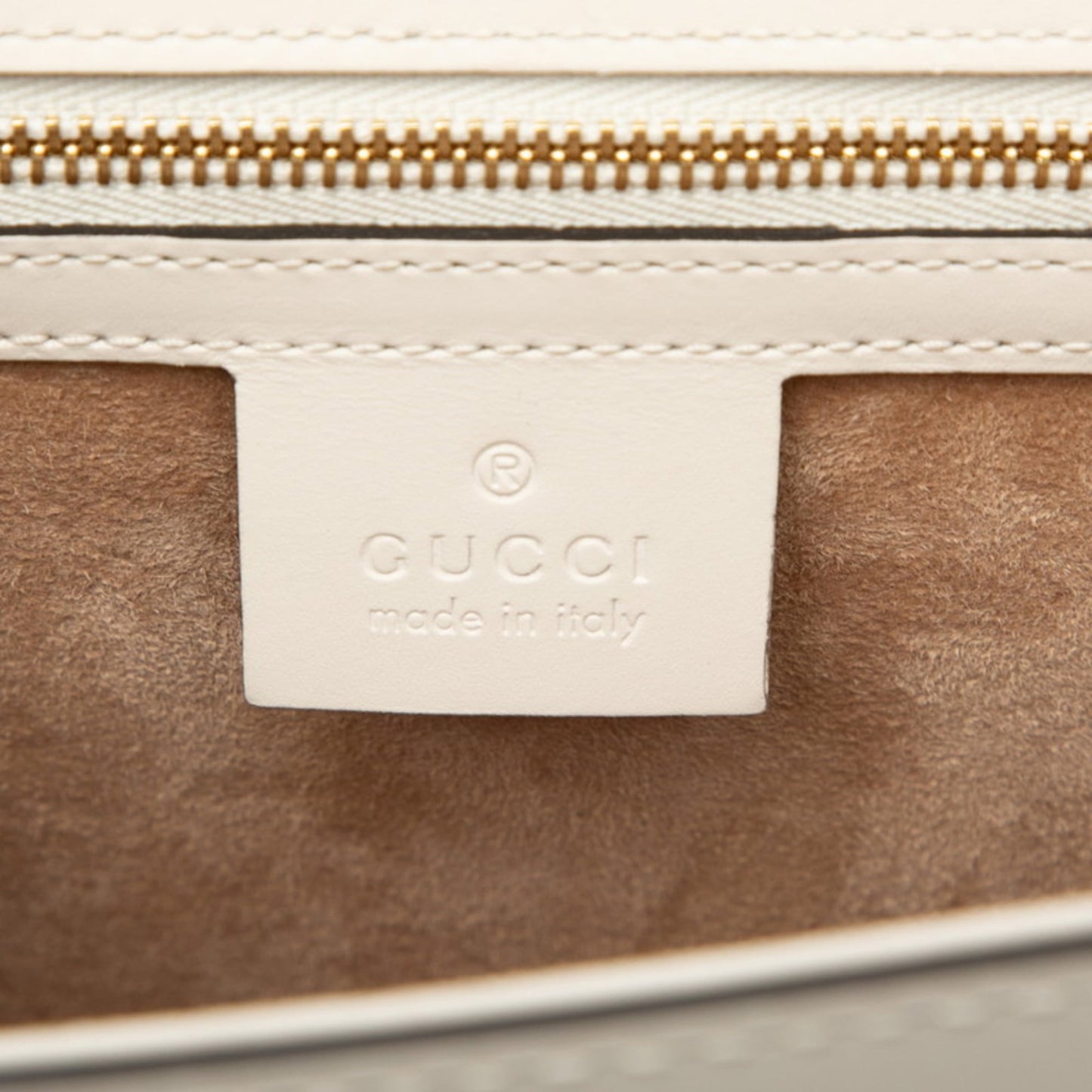 Gucci Ivory Navy Leather Canvas Shoulder Bag ( )