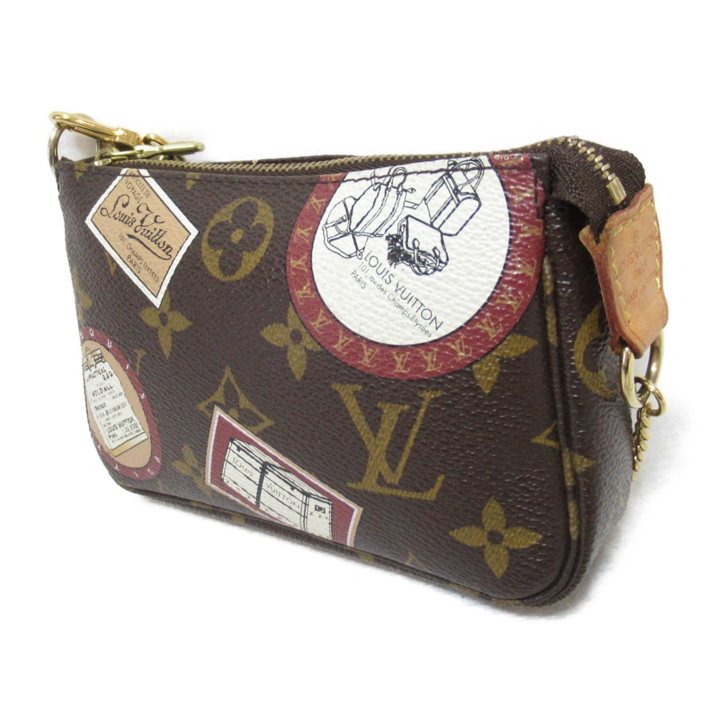 LOUIS VUITTON Mini Pochette Accessoires Accessory Pouch Brown PVC coated canvas Monogram patch M95804