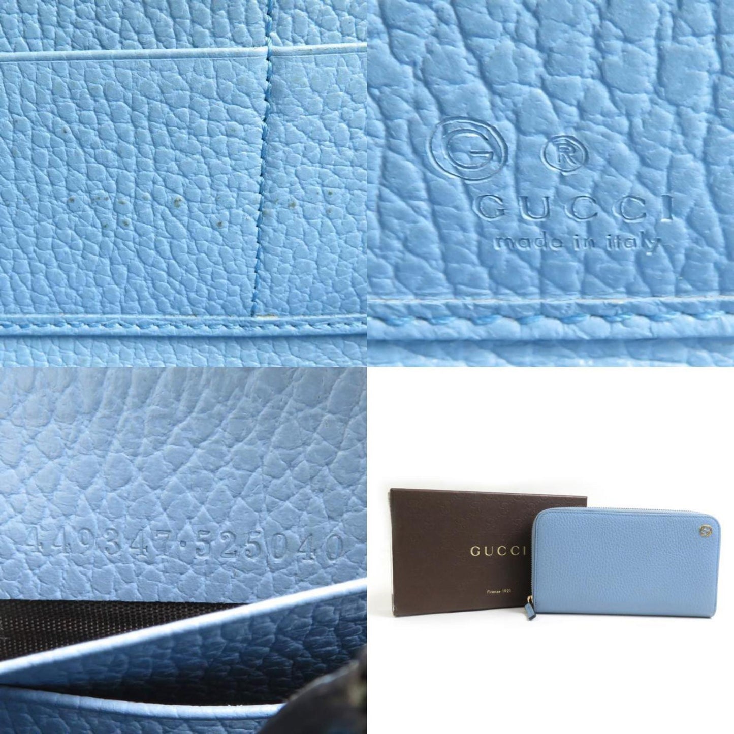 Gucci Light Blue Leather Long Wallet (Bi-Fold) ( )