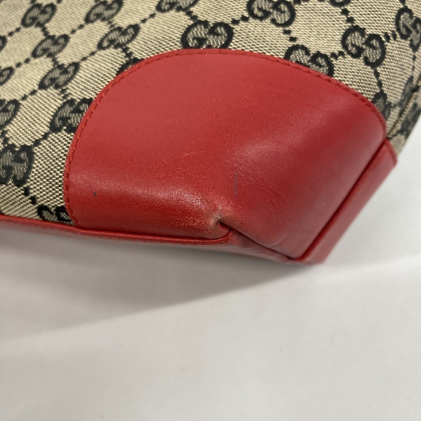 Gucci Beige Black Red Color Canvas Tote Bag ( )