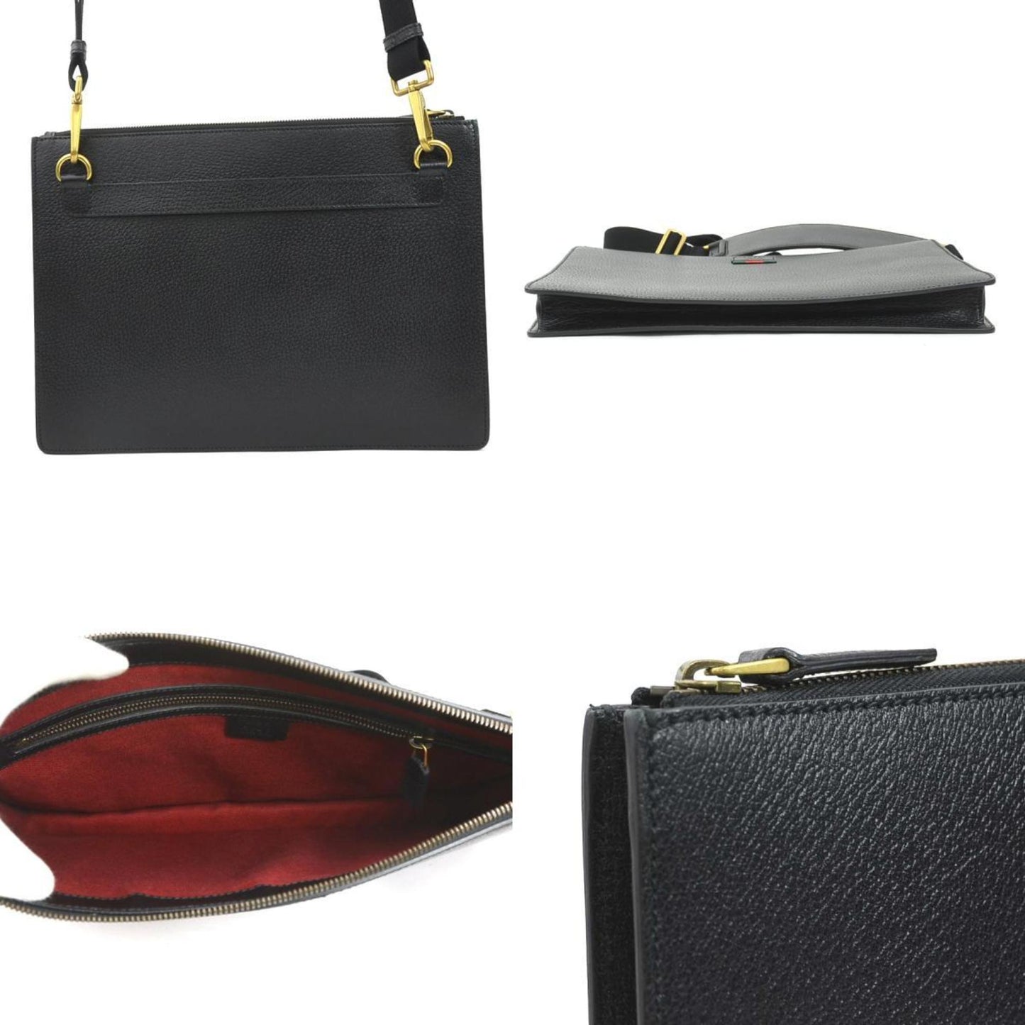 Gucci Black Leather Clutch Bag Shoulder Bag ( )