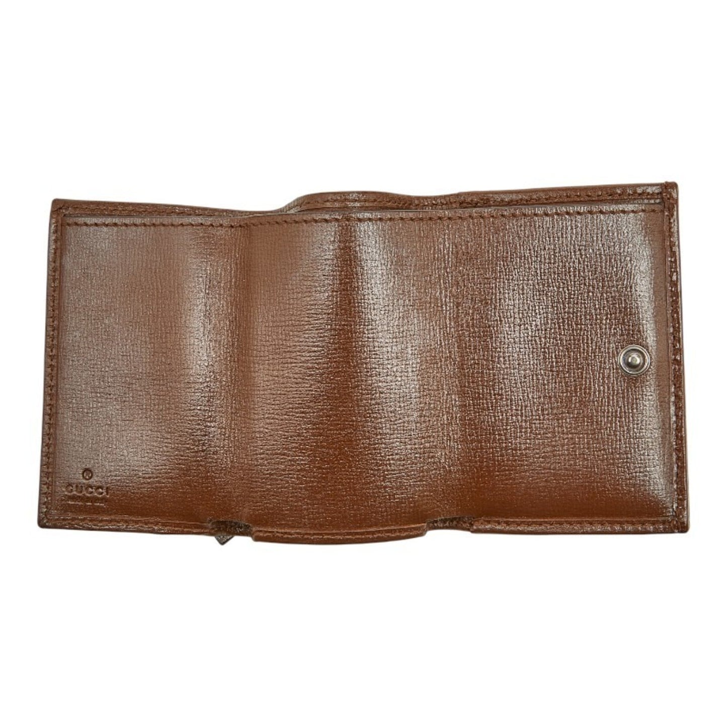 Gucci Beige Brown Canvas Leather Wallet (Tri-Fold) ( )