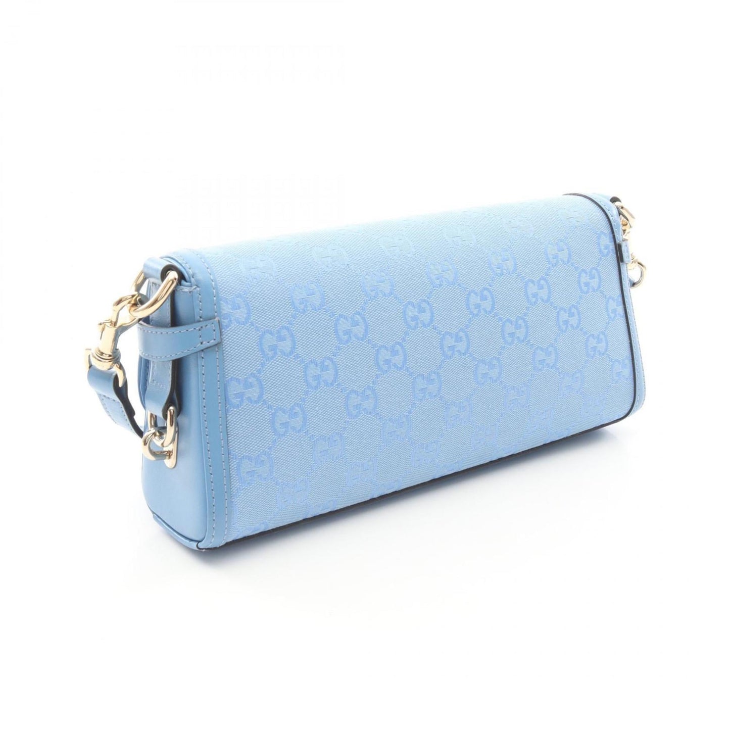 Gucci Blue Canvas Leather Shoulder Bag ( )
