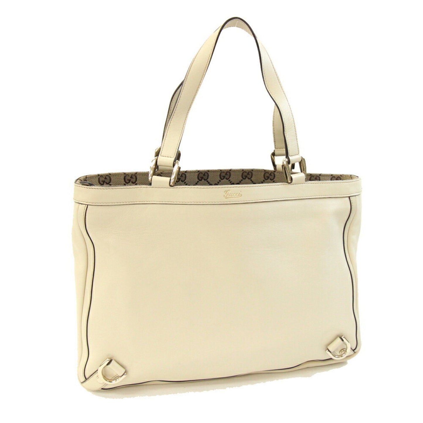 Gucci Abbey Ivory Leather Tote Bag ( )