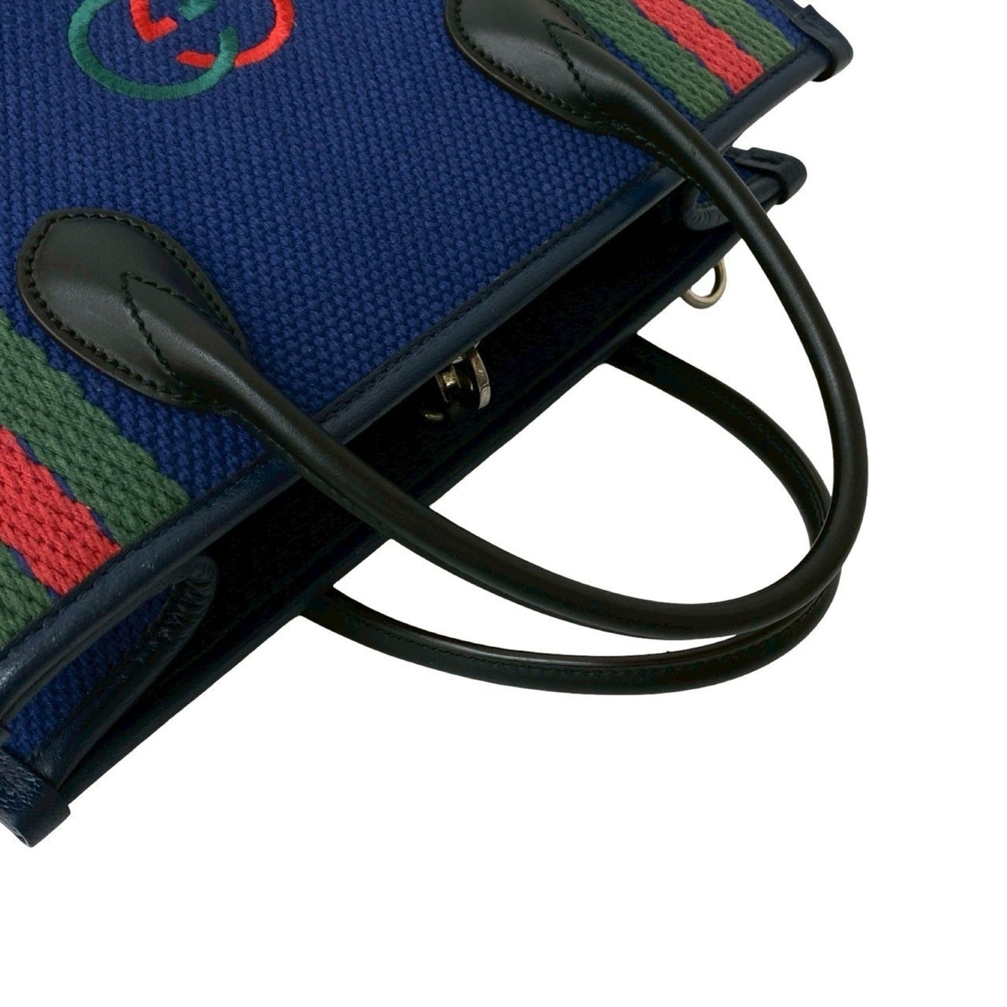 Gucci Black Blue Green Navy Red Color Canvas Handbag Tote Bag ( )