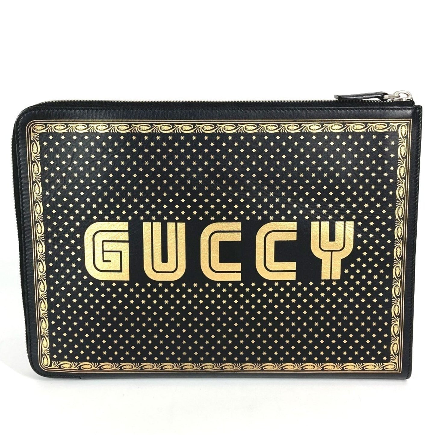 Gucci Black Leather Clutch Bag Pouch ( )