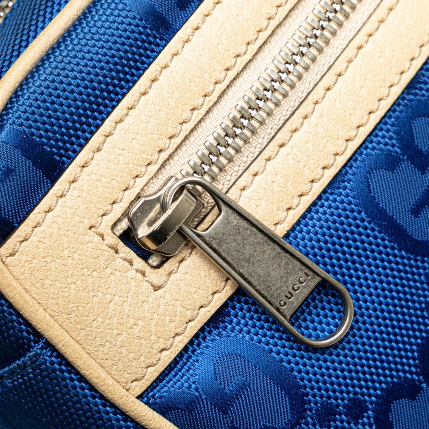 Gucci Beige Blue Nylon Leather Fanny Pack ( )