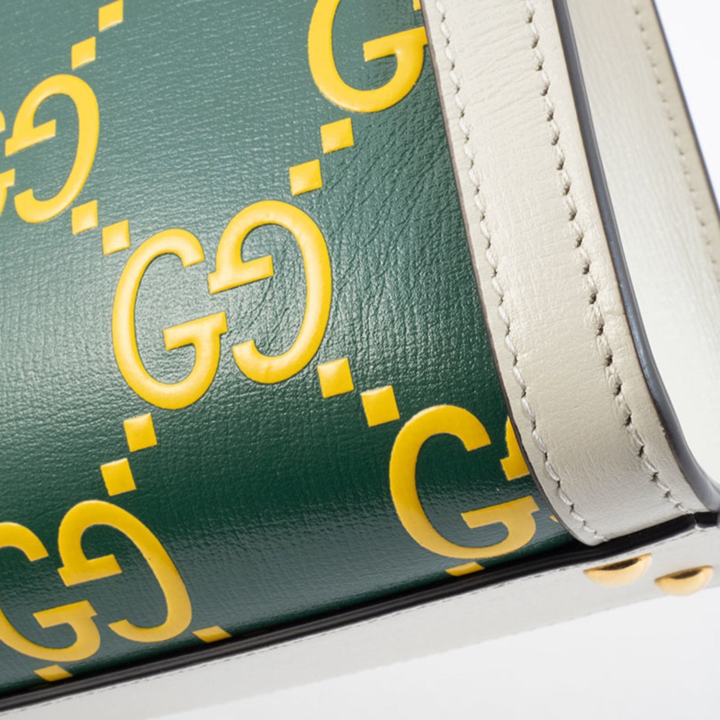 Gucci Green White Yellow Leather Handbag ( )