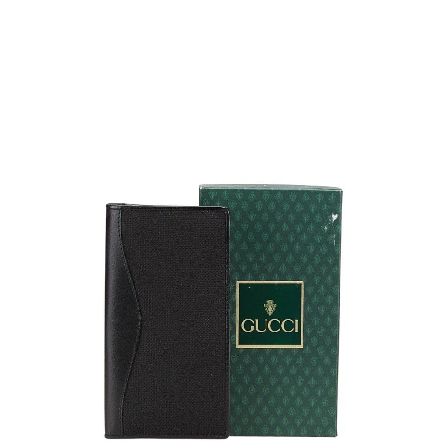 Gucci Black Leather Canvas Long Bill Wallet (Bi-Fold) ( )