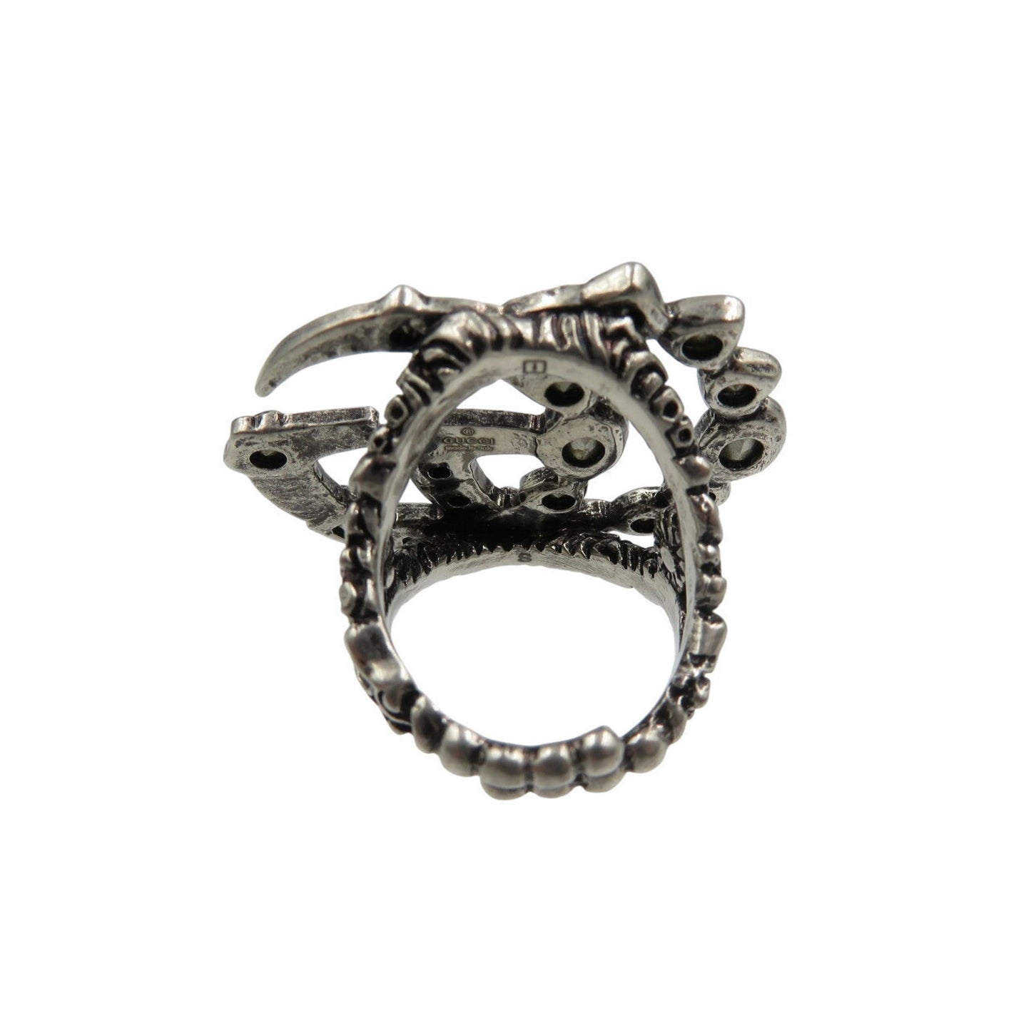 Gucci Silver Metal Rhinestone Band Ring ( )