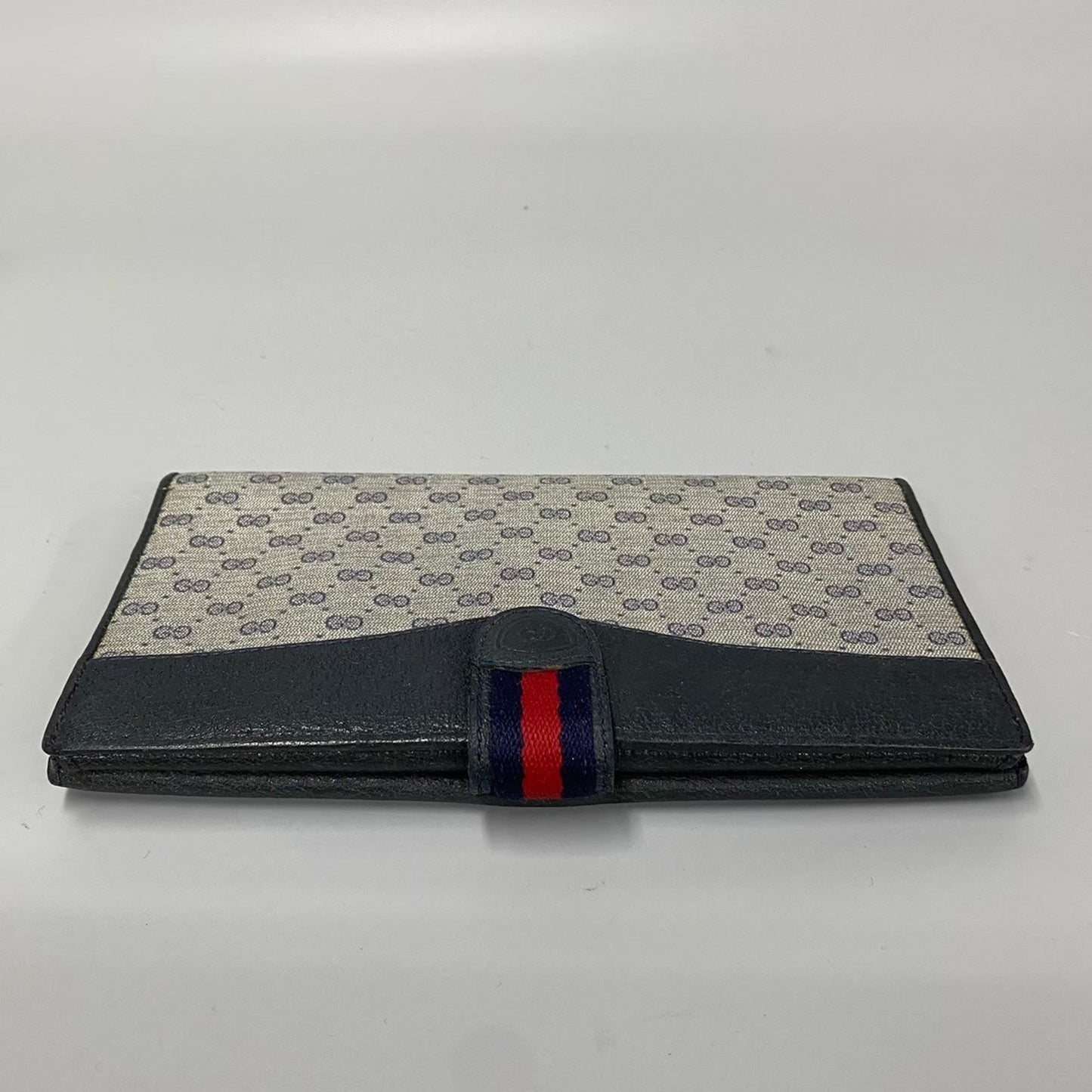 Gucci Navy Red Color Leather Pvc Long Wallet (Bi-Fold) ( )