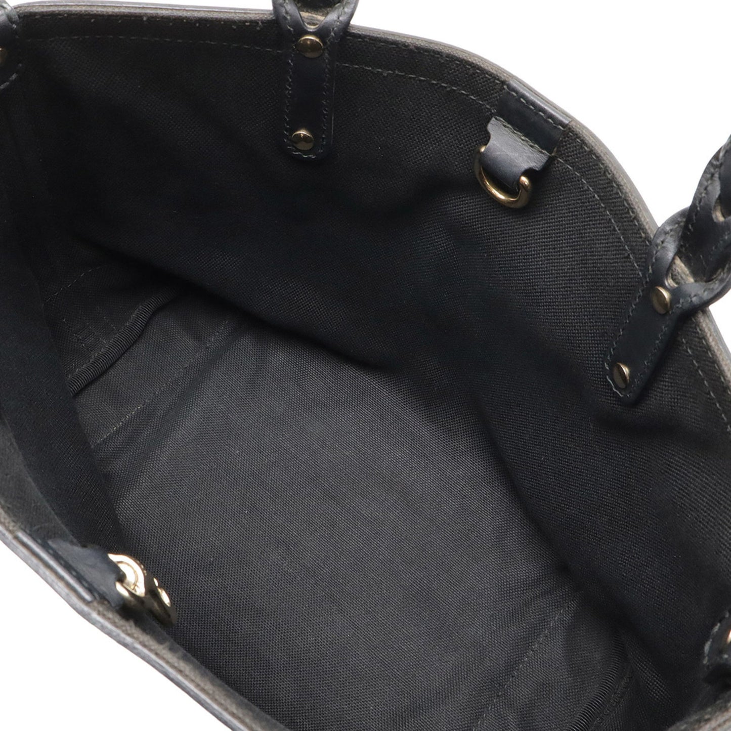 Gucci Black Canvas Leather Handbag Pouch Tote Bag ( )