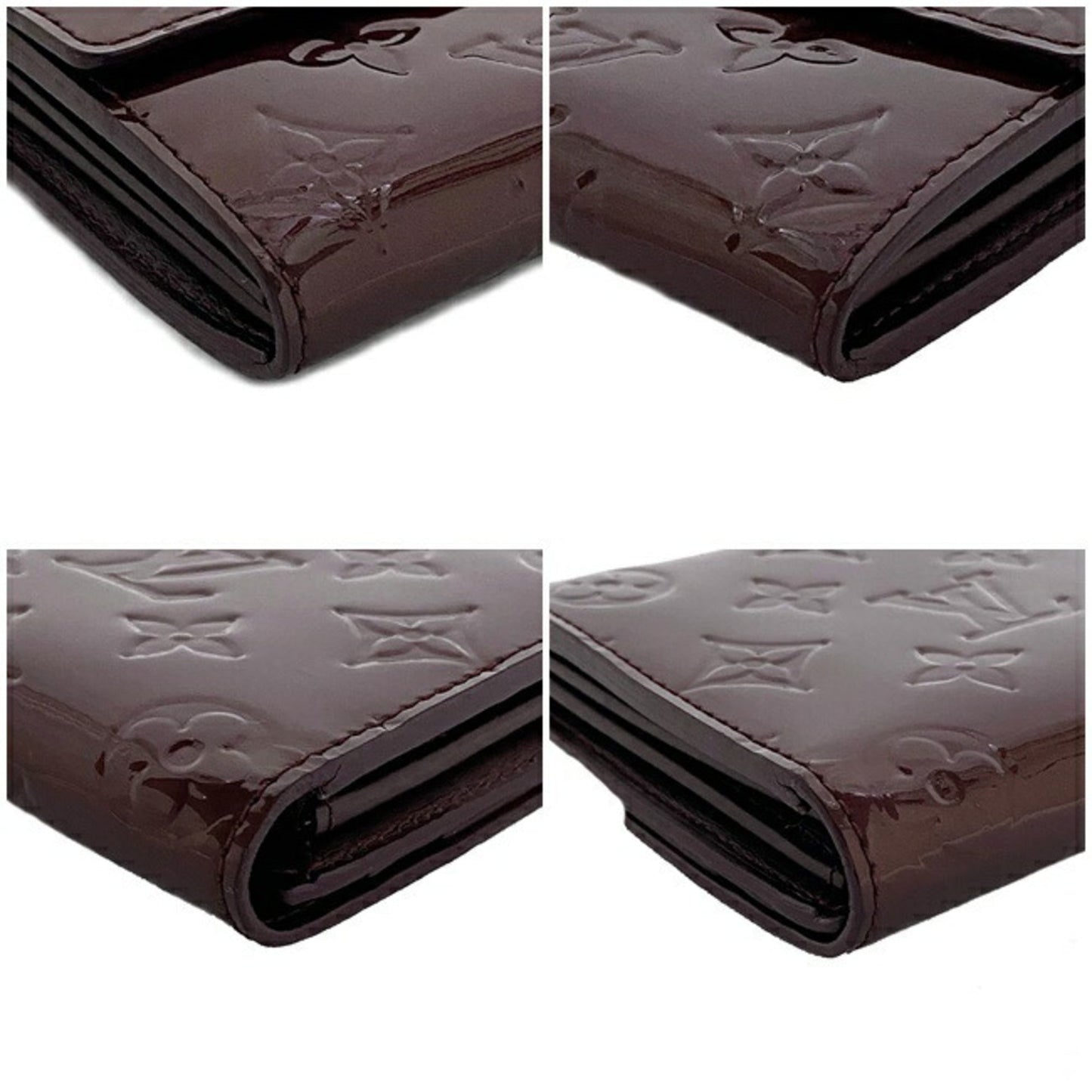 Louis Vuitton Long Bi-Fold Wallet Portofeuil Sara Wine Red Rouge Forvist Monogram Verni M91521 Patent Leather TS4110 LOUIS VUITTON Enamel Embossed Flap