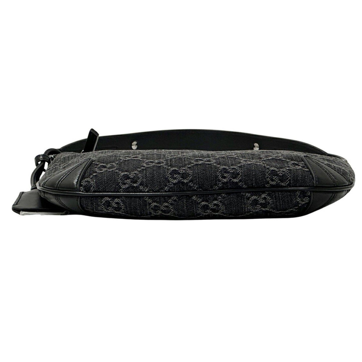 Gucci Black Gray Denim Leather Shoulder Bag ( )