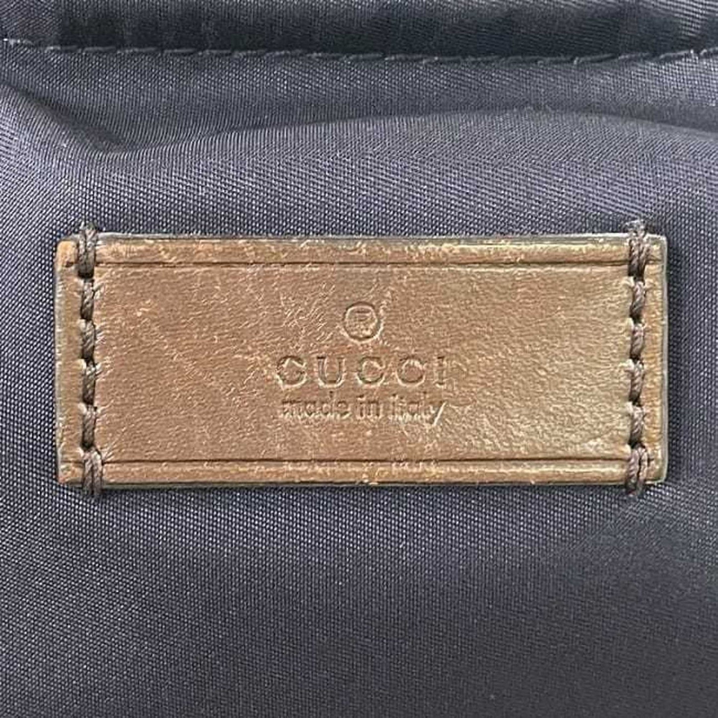 Gucci Navy Nylon Leather Tote Bag ( )