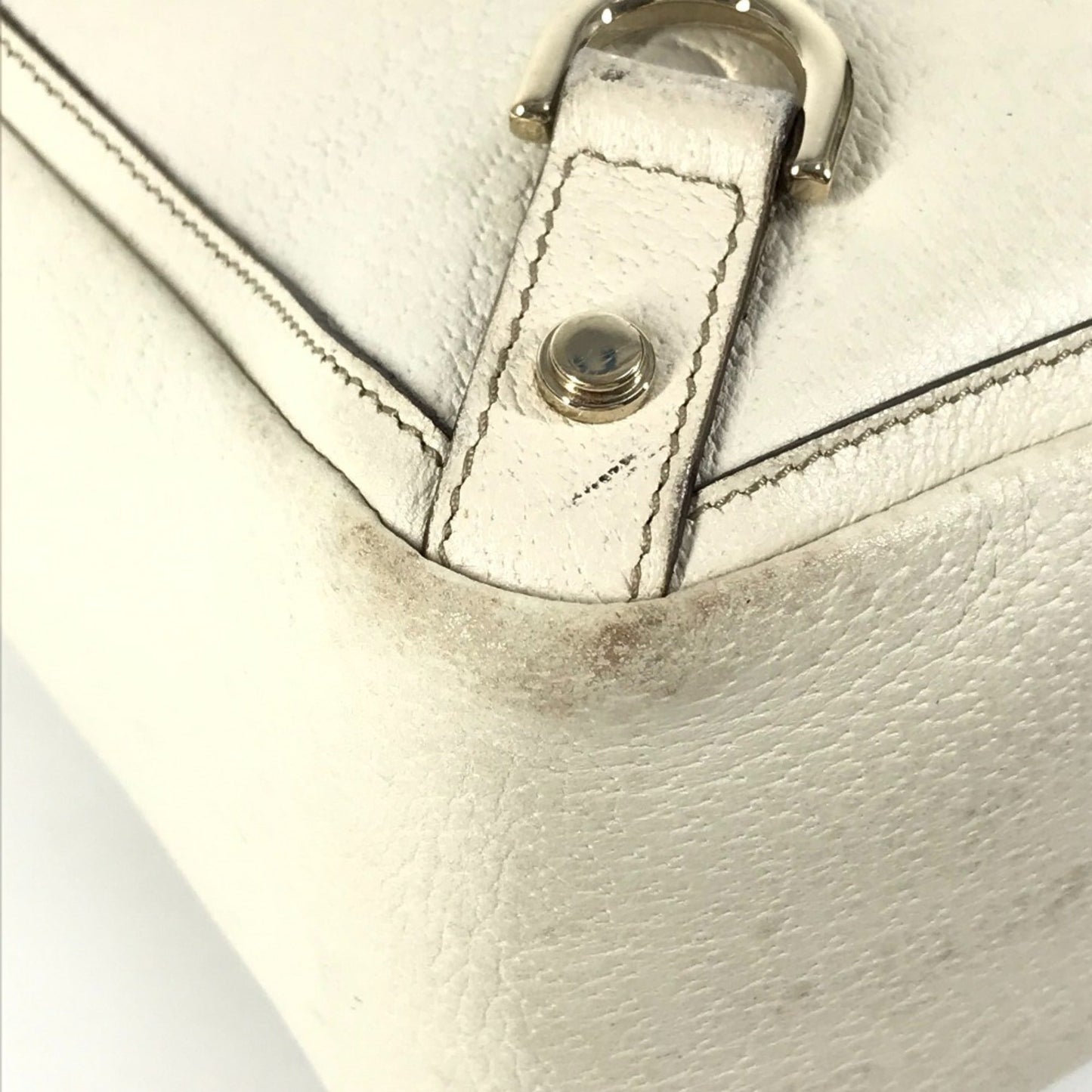 Gucci Pink White Leather Handbag Shoulder Bag Tote Bag ( )