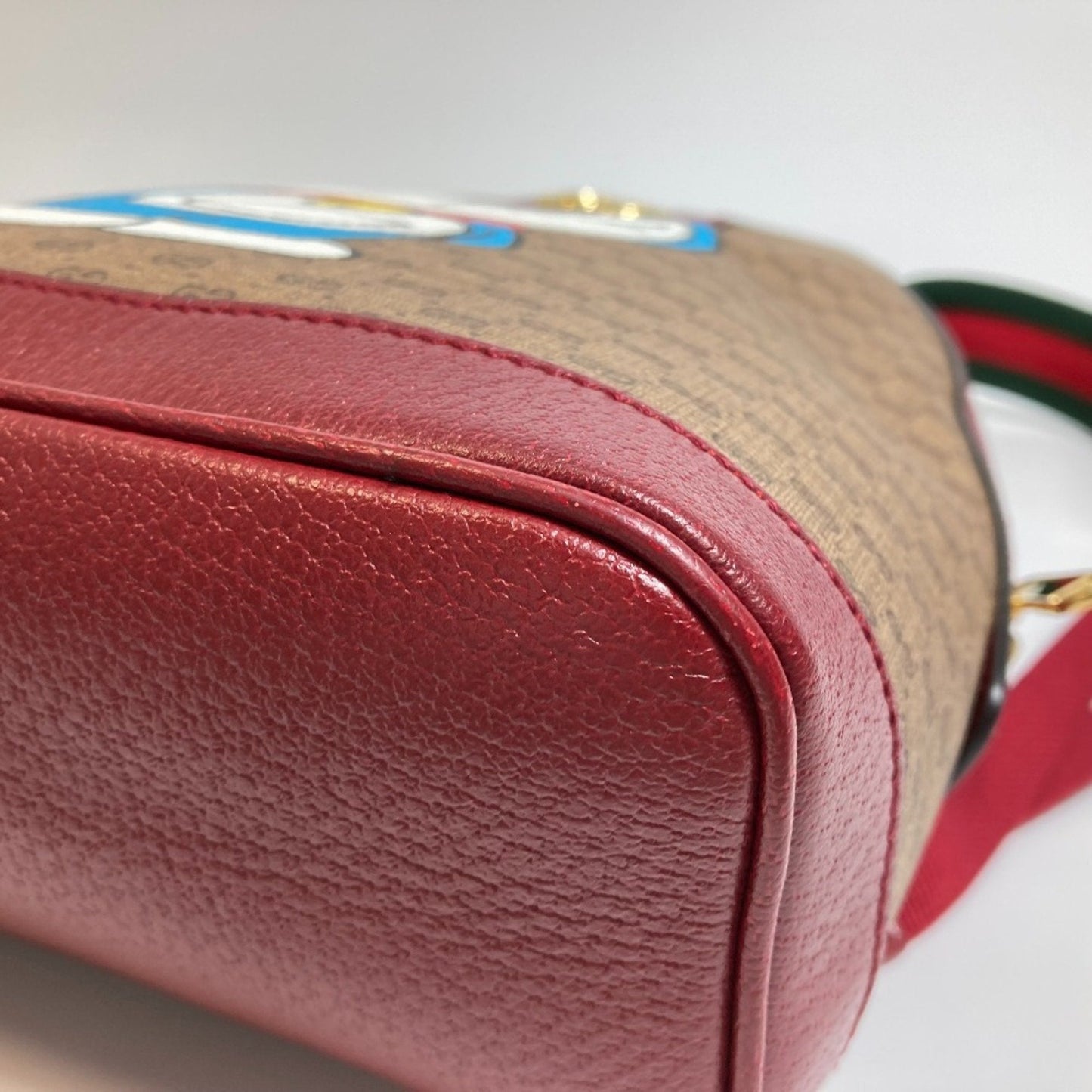Gucci Beige Red Color Pvc Leather Backpack ( )