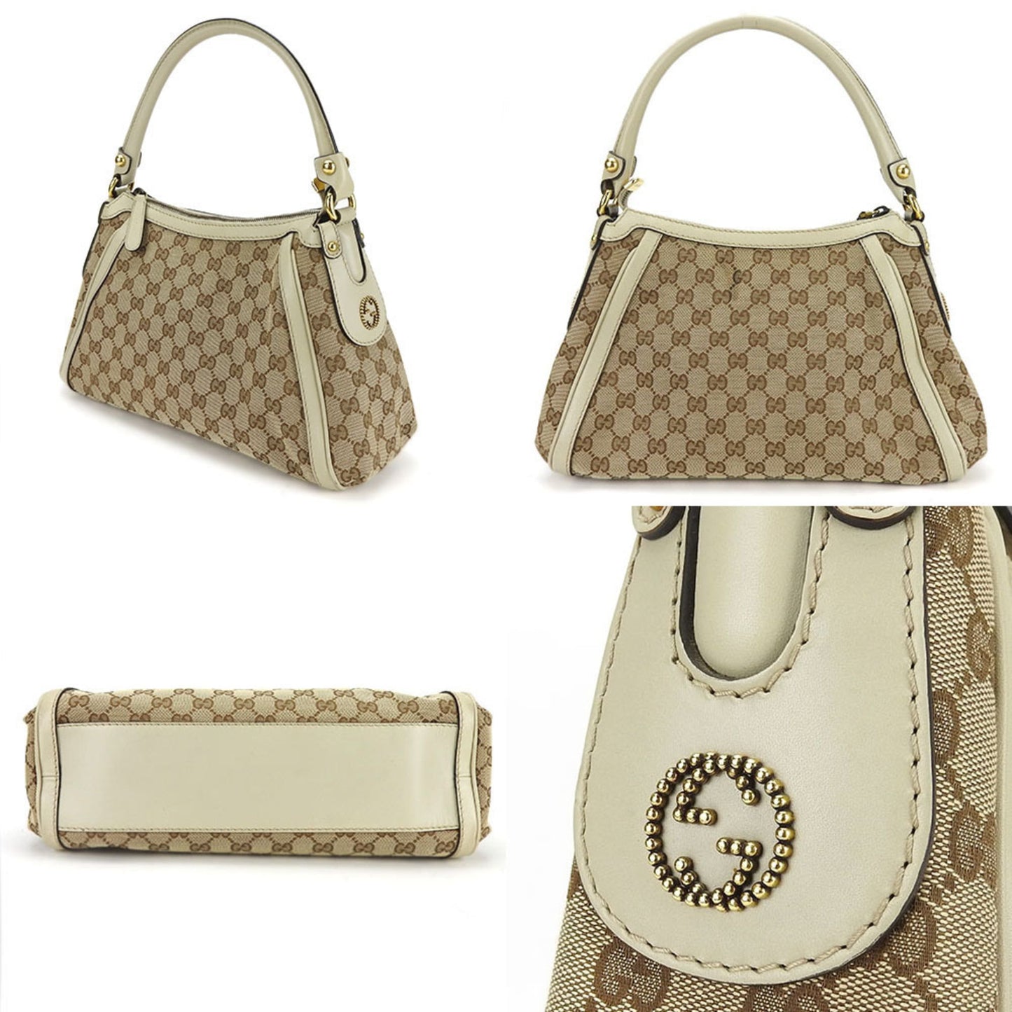 Gucci Gg Canvas Beige Gg Canvas Leather Shoulder Bag ( )