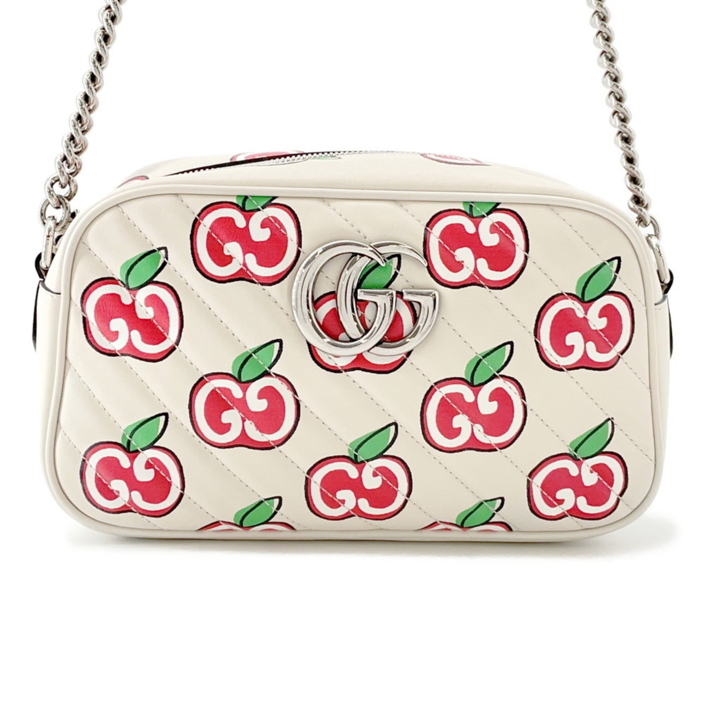 Gucci Beige Red Color White Leather Shoulder Bag ( )