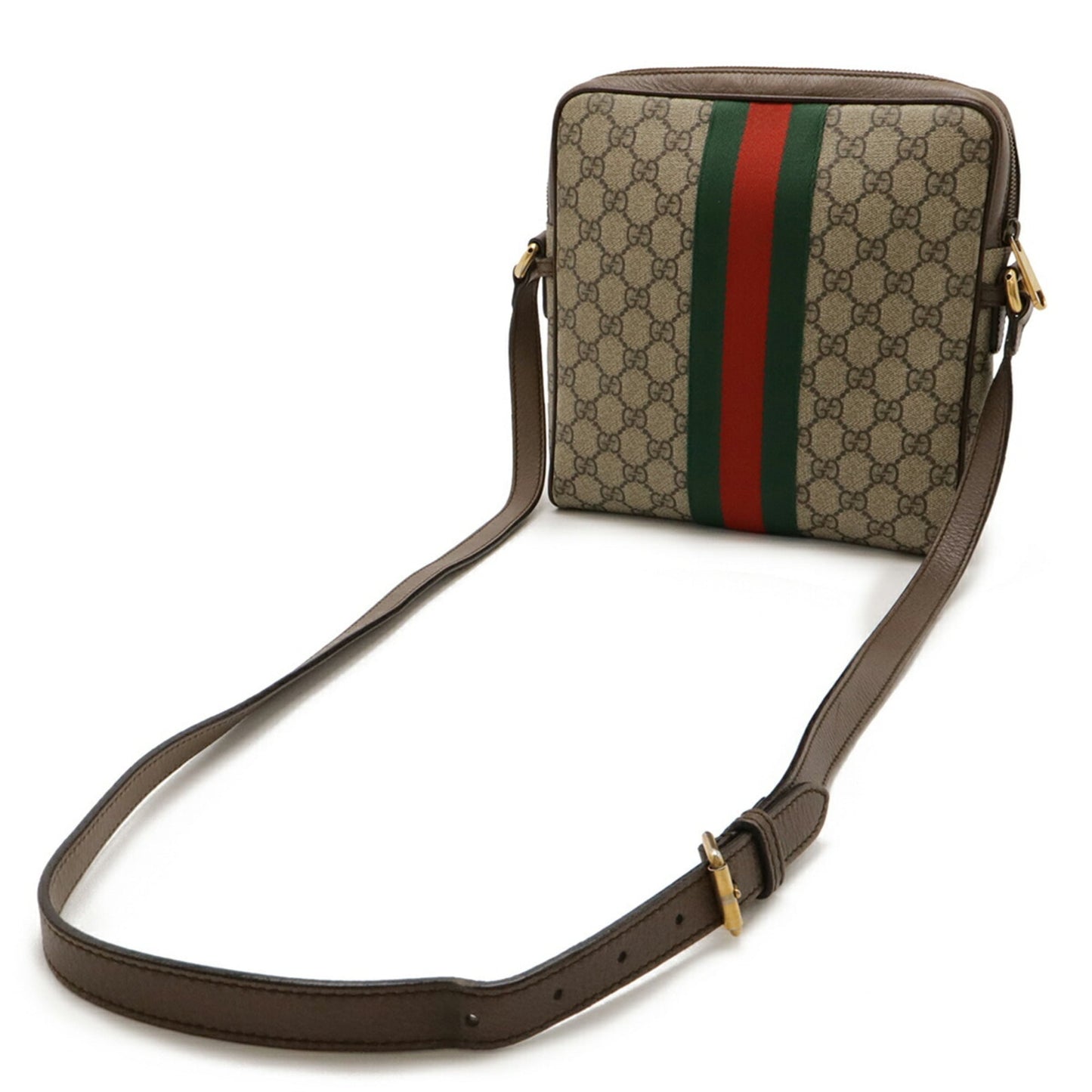 Gucci Beige Brown Gg Supreme Canvas Leather Pvc Coated Canvas Shoulder Bag ( )