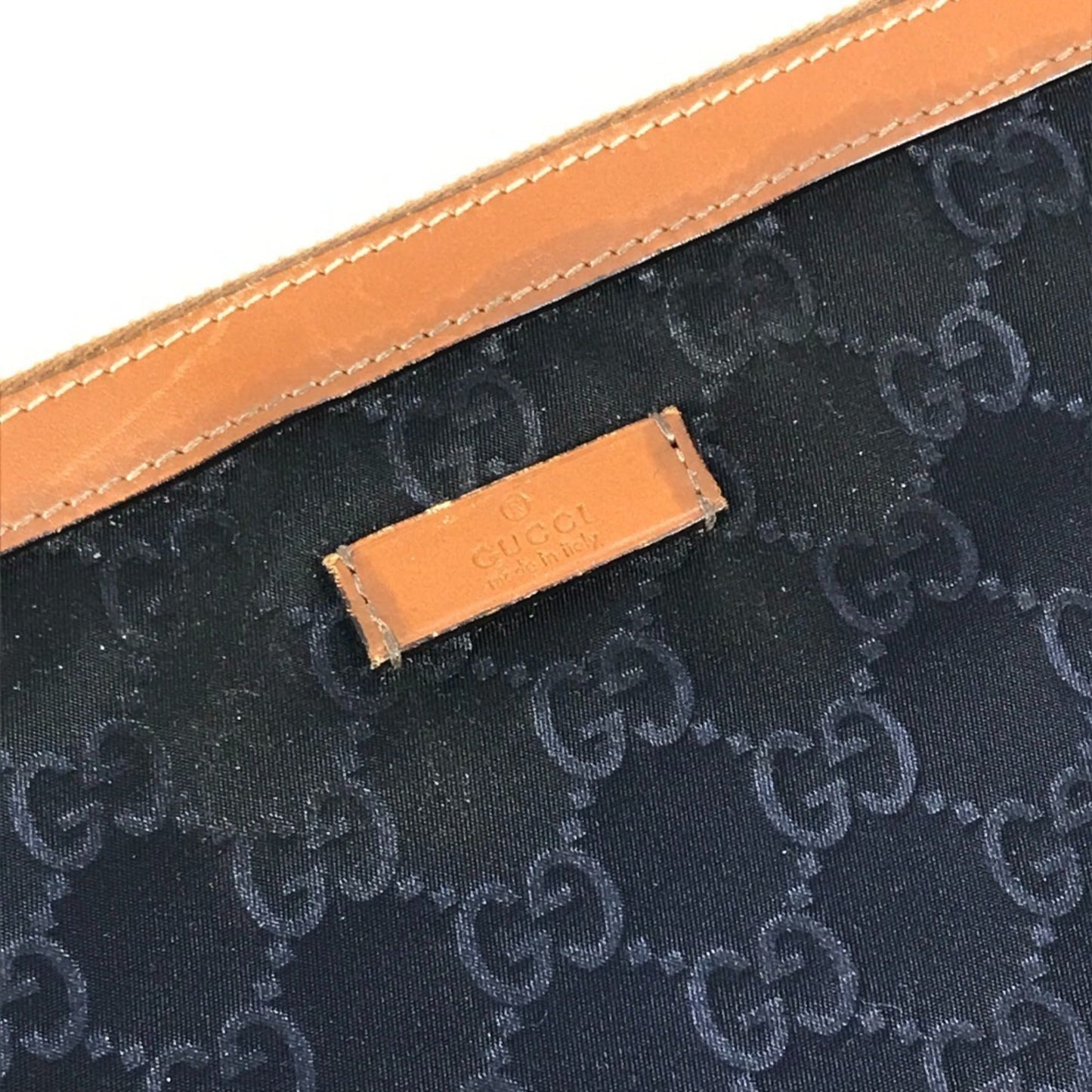Gucci Navy Leather Nylon Clutch Bag ( )
