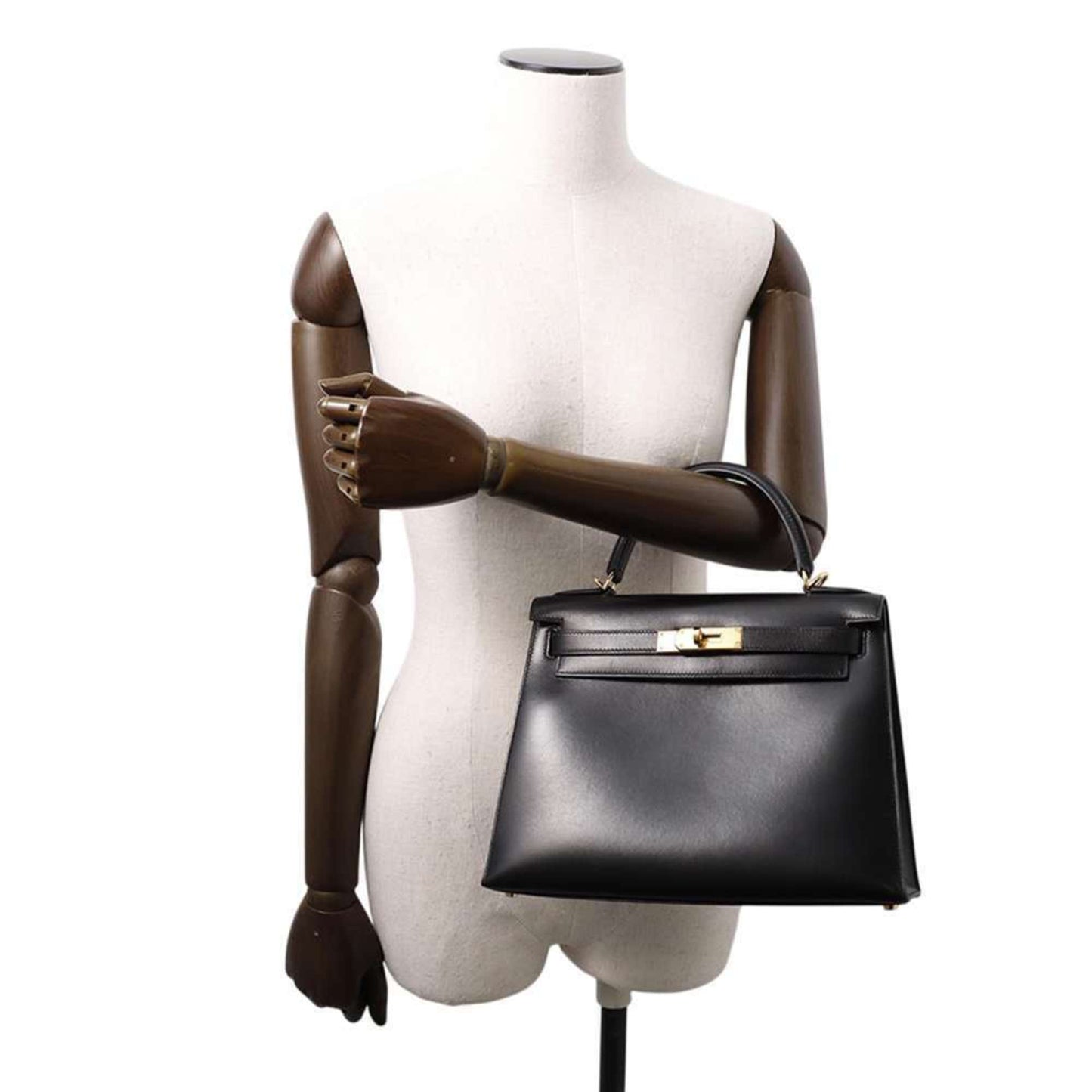 Hermes Kelly Black Box Calf Leather Handbag ( )