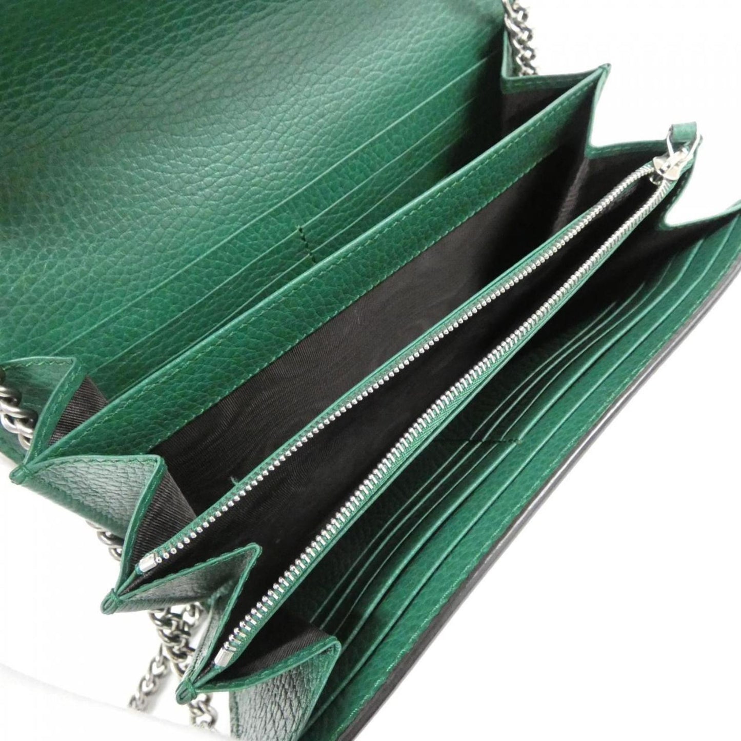 Gucci Emerald Green Leather Chain/Shoulder Wallet ( )