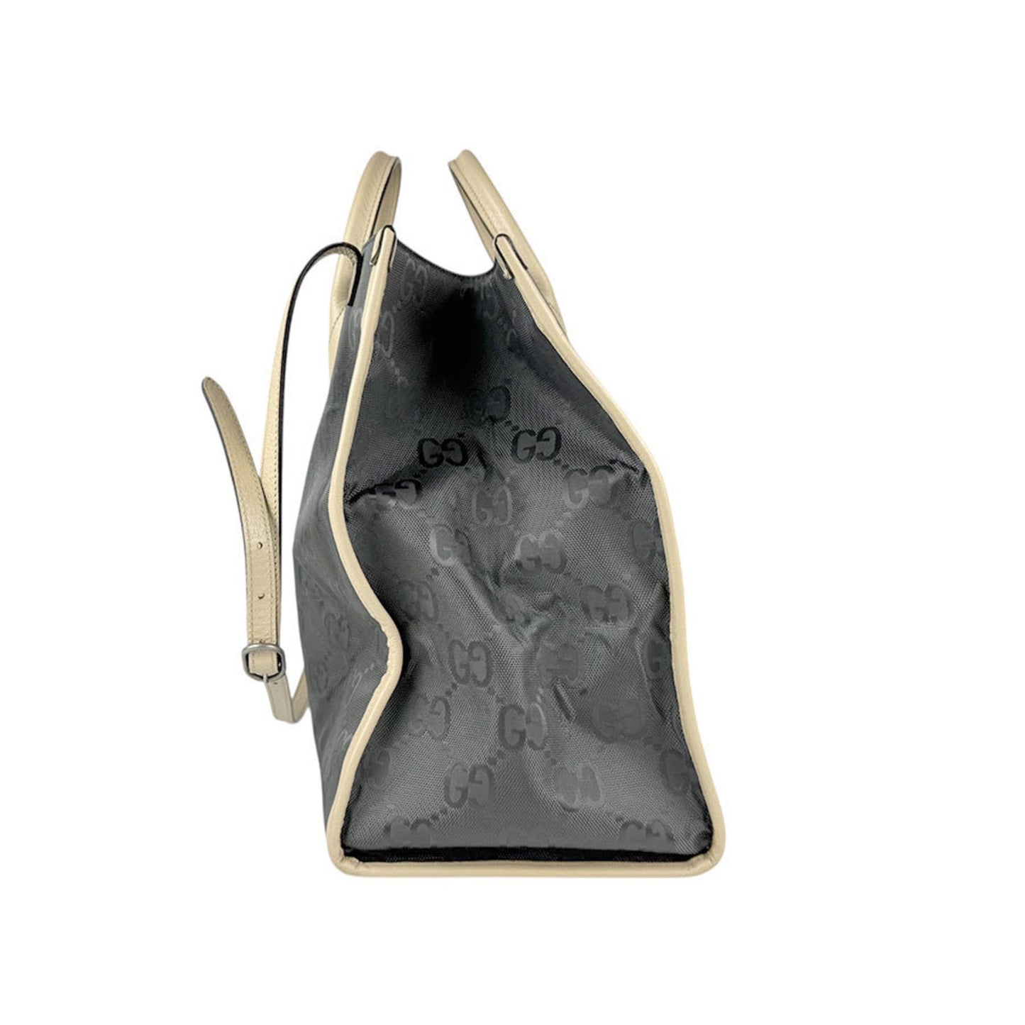 Gucci Beige Gray Nylon Canvas Leather Handbag Shoulder Bag ( )
