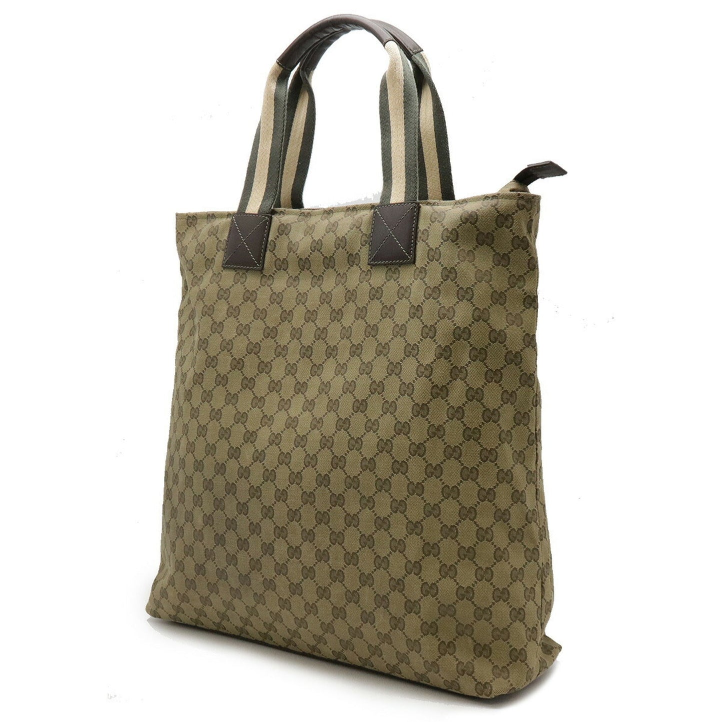 Gucci Gg Canvas Beige Dark Brown Green Khaki Gg Canvas Tote Bag ( )