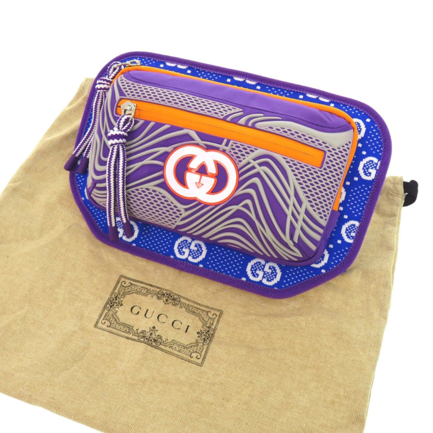 Gucci Blue Orange Purple Nylon Rubber Fanny Pack ( )