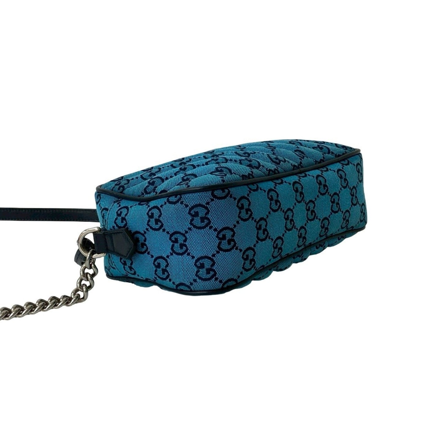 Gucci Blue Navy Canvas Leather Pochette Shoulder Bag ( )