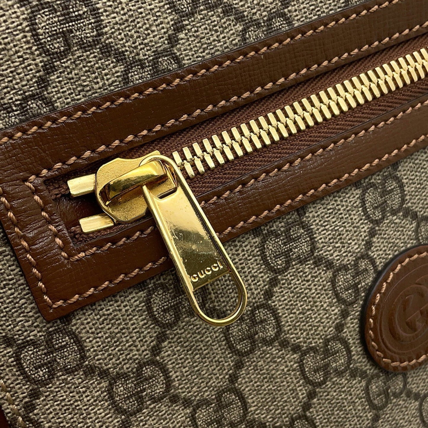 Gucci Beige Brown Gg Supreme Leather Messenger Bag Shoulder Bag ( )