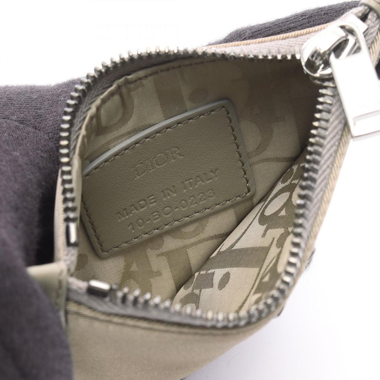 Christian Dior Khaki Nylon Leather Coin Purse/Coin Case ()