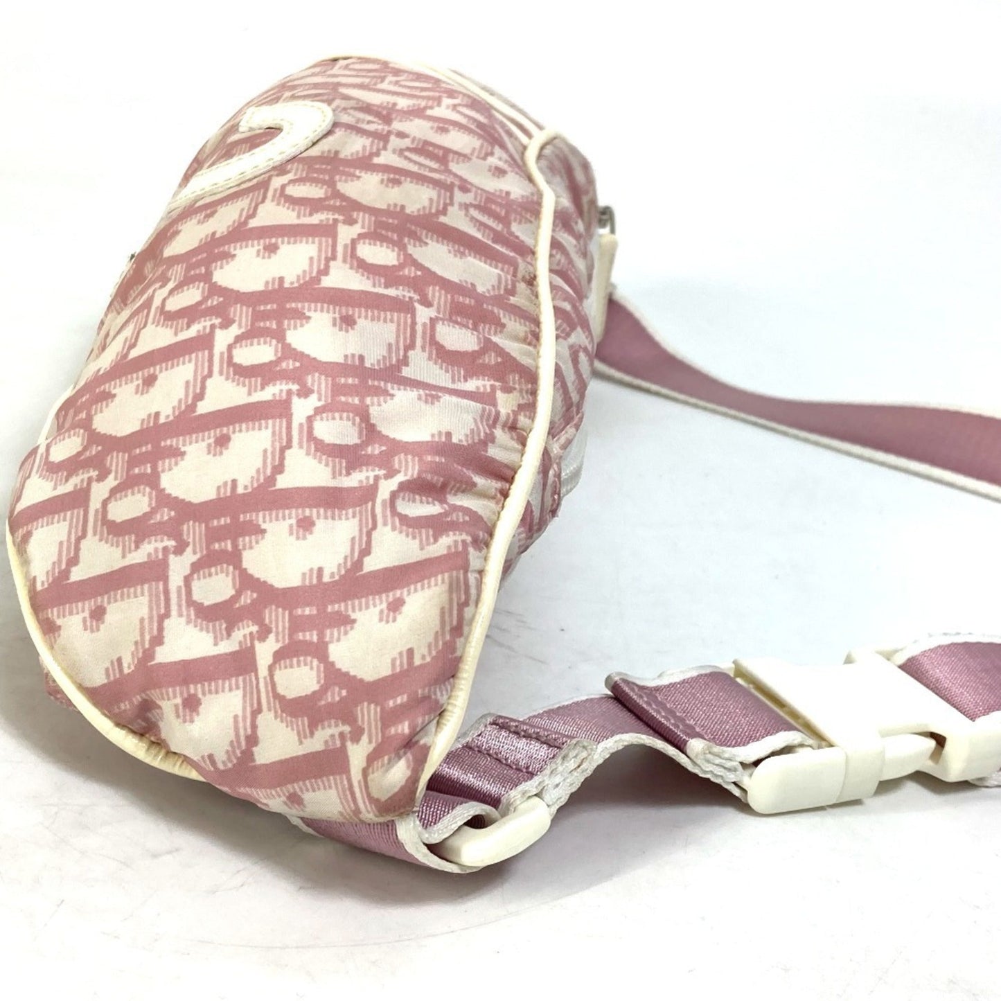 Christian Dior Trotter Pink White Nylon Fanny Pack Shoulder Bag ()