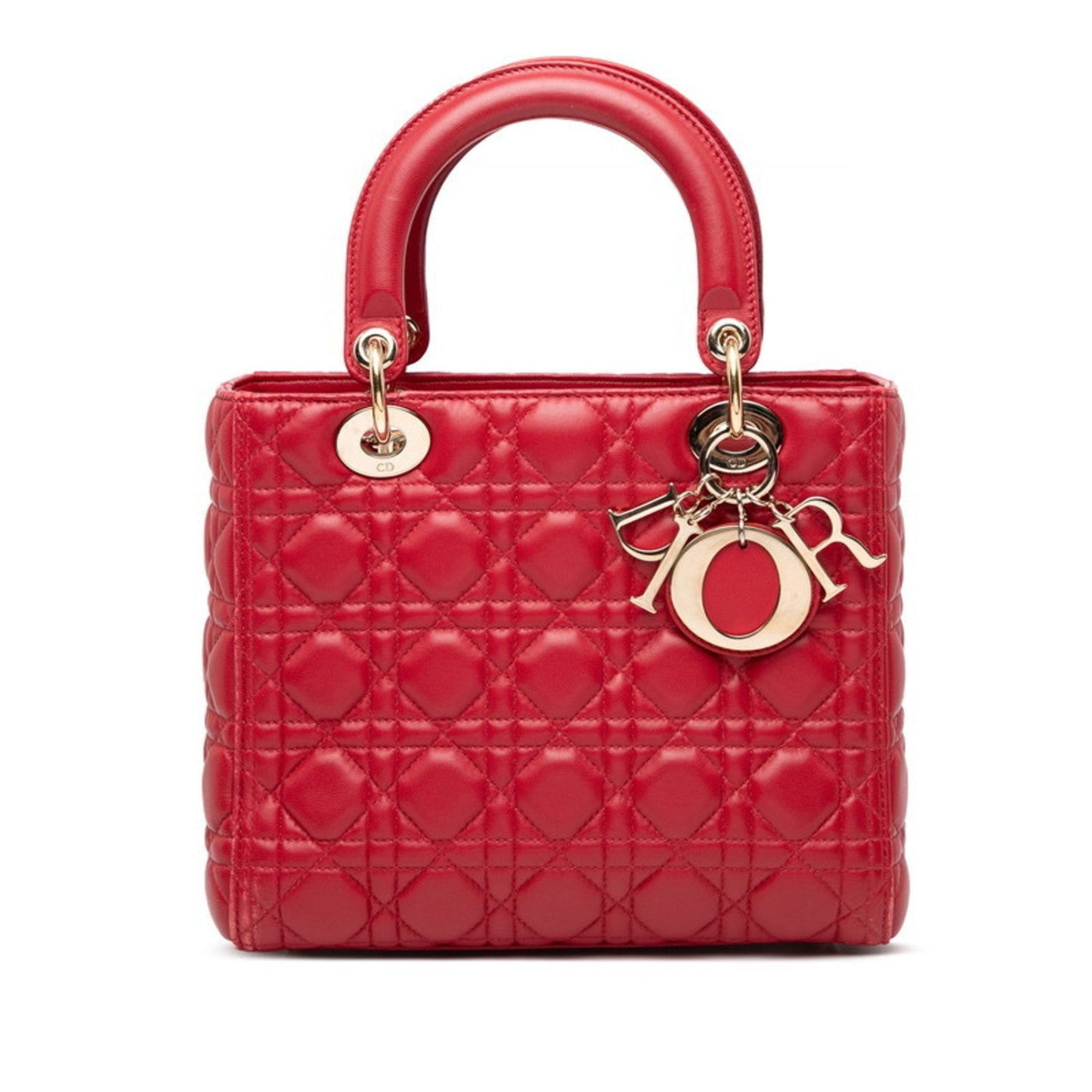 Christian Dior Lady Dior Red Color Leather Handbag ()