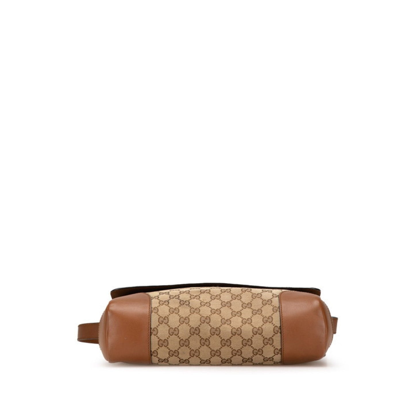 Gucci Beige Brown Canvas Leather Shoulder Bag ( )