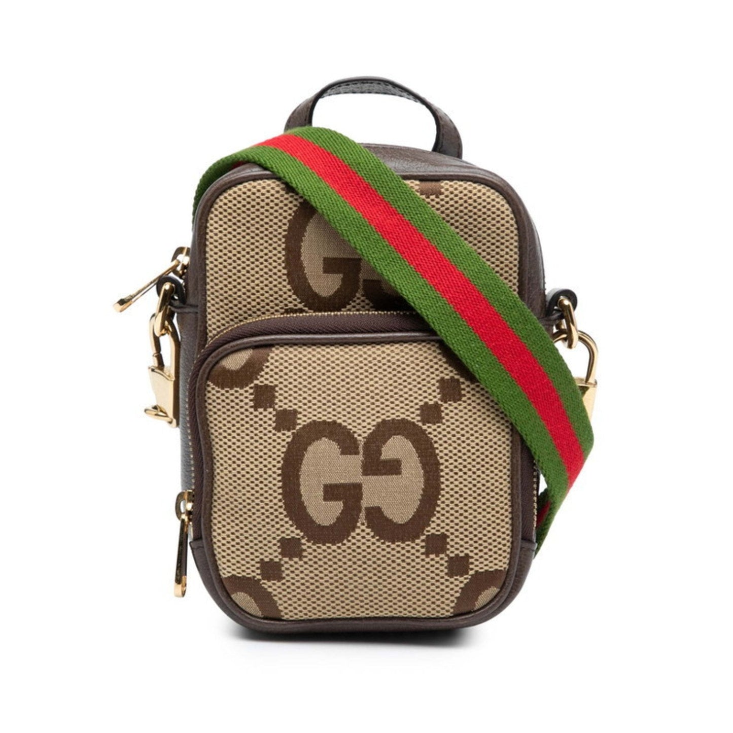 Gucci Beige Brown Canvas Leather Handbag Shoulder Bag ( )