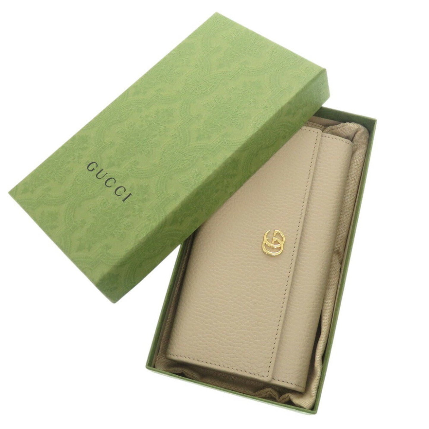 Gucci Beige Leather Long Wallet (Bi-Fold)