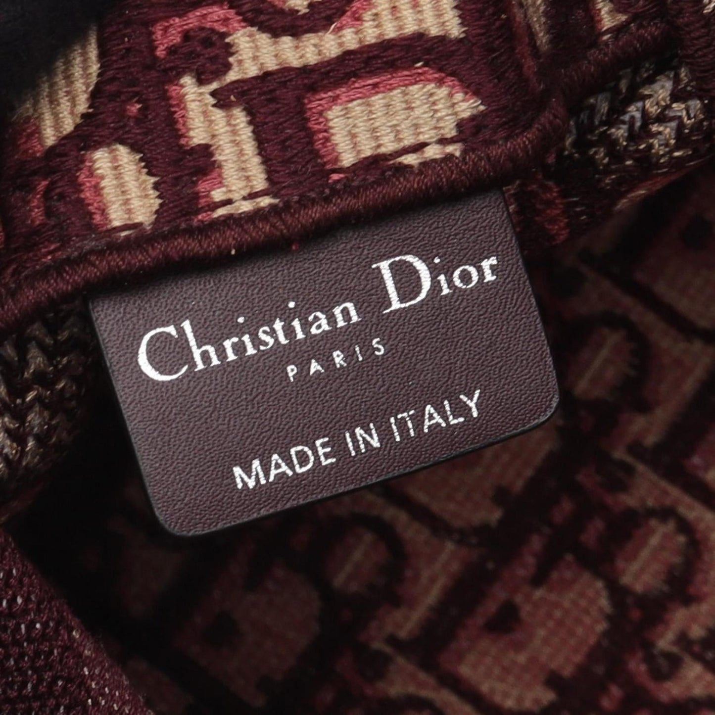 Christian Dior Beige Bordeaux Canvas Leather Shoulder Bag ()